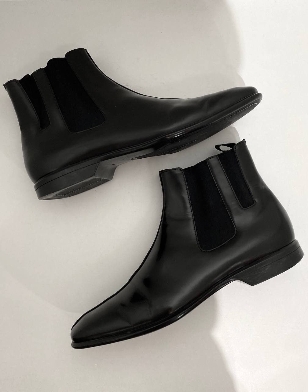Prada Milano Brushed Leather Black Chelsea High Boots Shoes, Men's (Size 11.5)