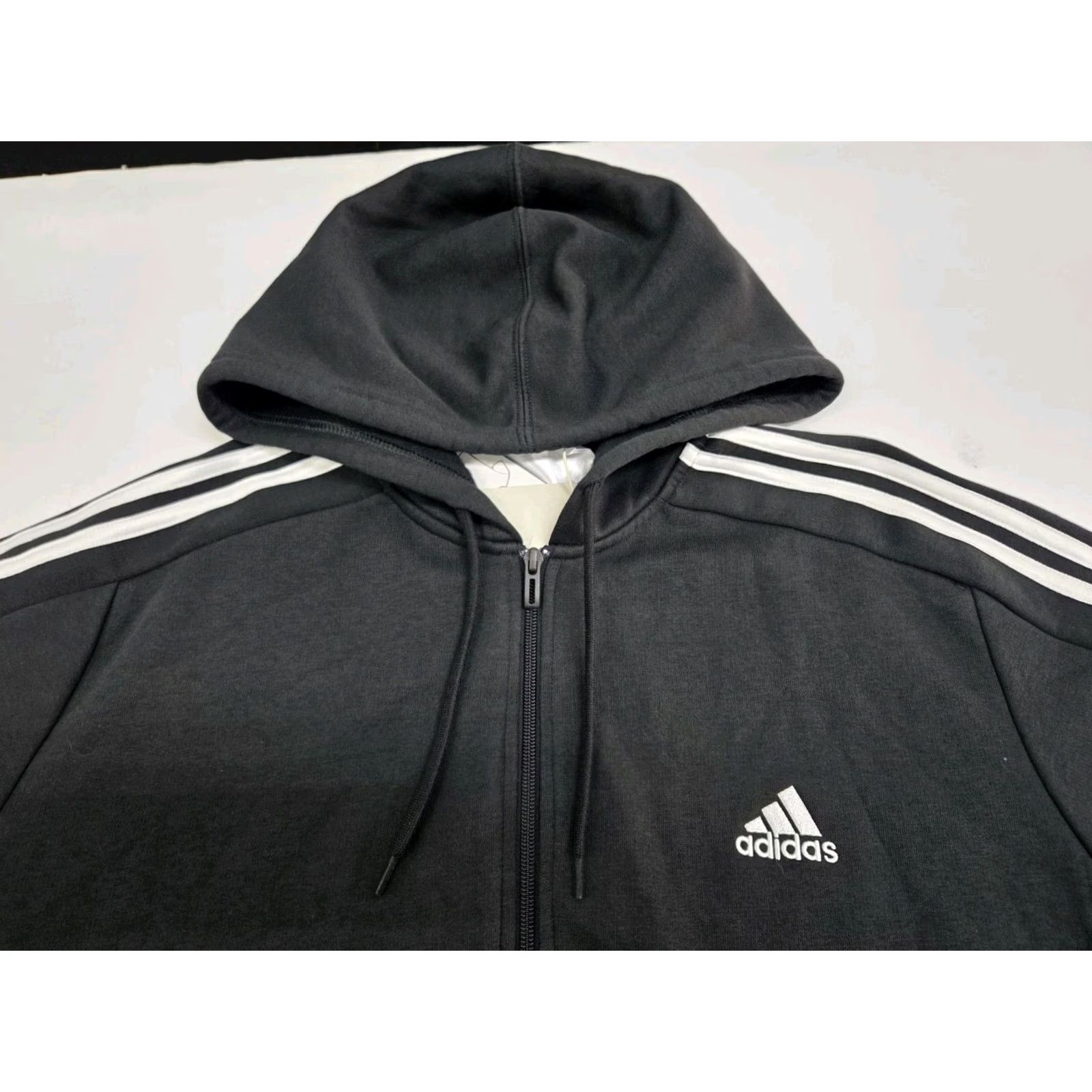 Adidas adidas Mens 3 Stripe Full Zip Hoodie Jacket Black Size L Size US L / EU 52-54 / 3 - 4 Thumbnail