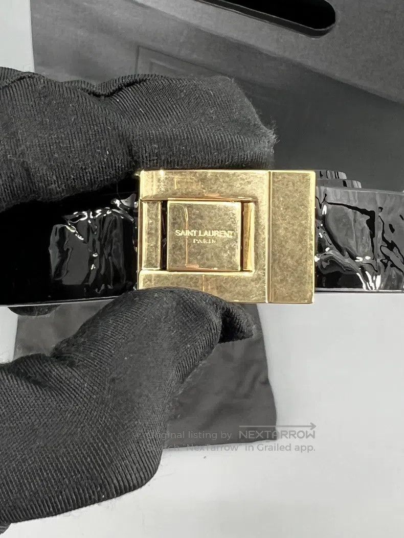 Saint Laurent Paris Saint Laurent Paris Black Crocodile Pattern Belt i Size ONE SIZE - 2 Thumbnail