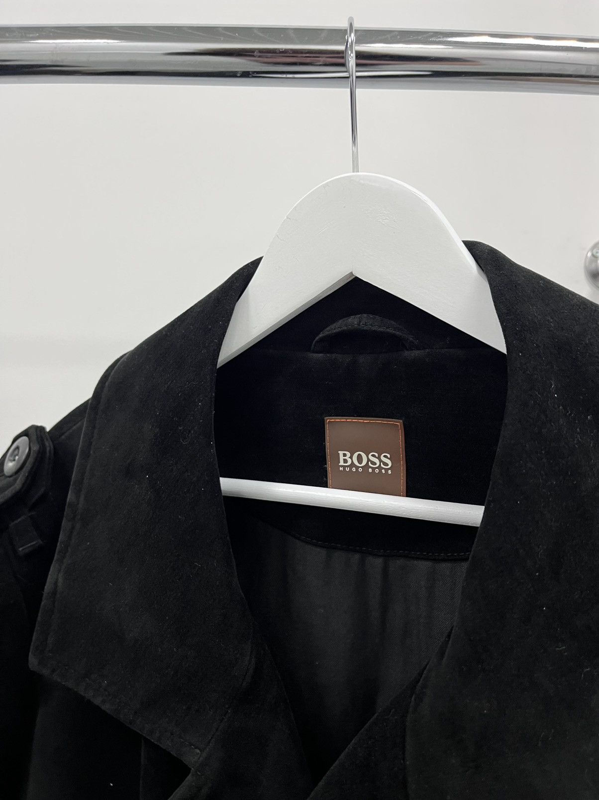 Hugo Boss Vintage Hugo Boss Black Mantel Coat Cotton Trench Luxury Size US L / EU 52-54 / 3 - 7 Thumbnail