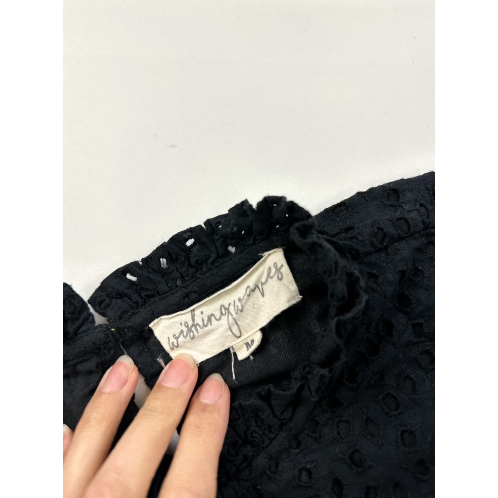 Nordstrom Wishing Waves Dress Women’s Medium M Black Eyelet Smocked Mini Nordstrom Anthro Size L / US 10 / IT 46 - 3 Thumbnail