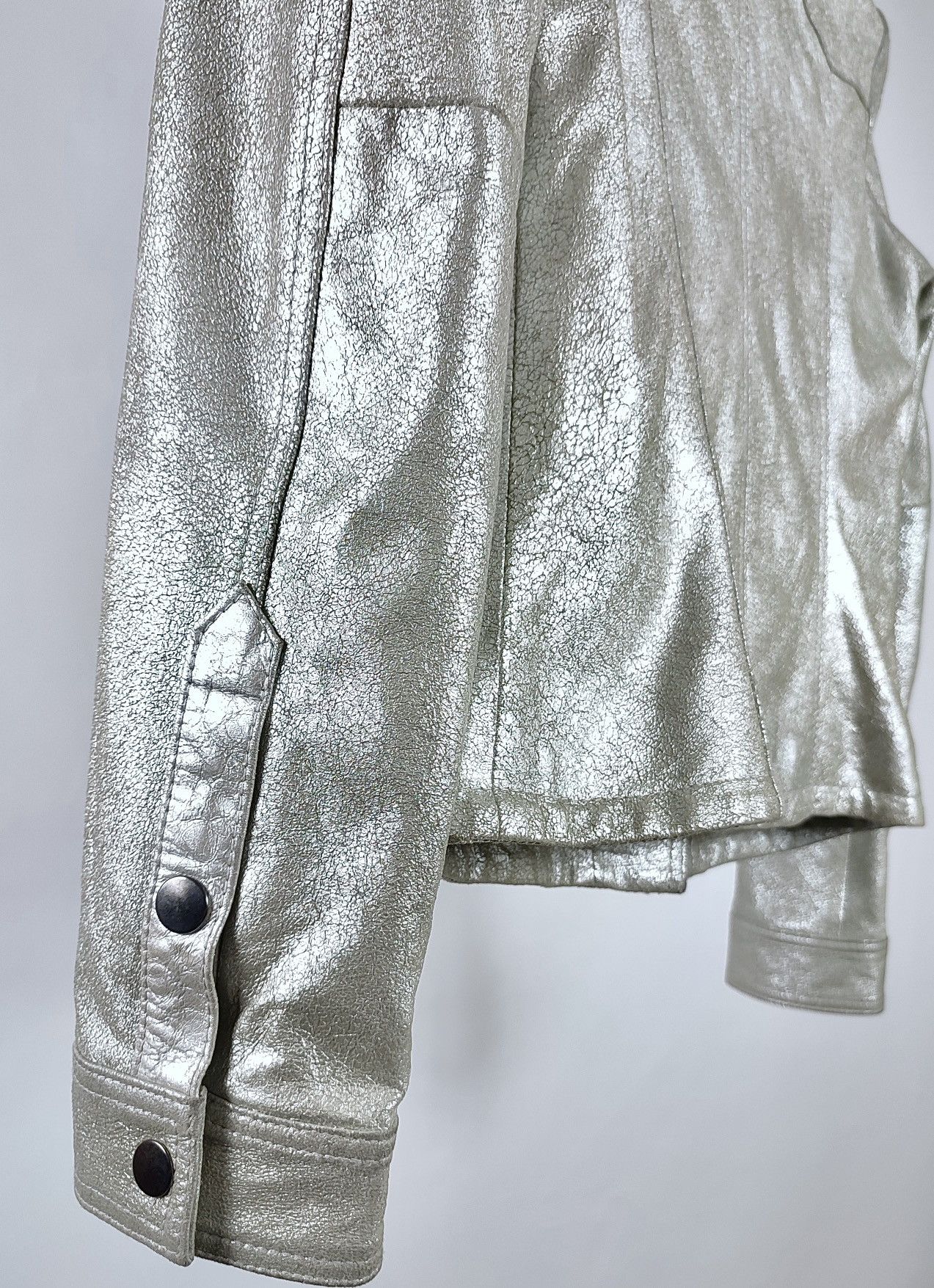 Genuine Leather Goosecraft Crackle Silver Astro Leather Jacket-Shirt Size S / US 4 / IT 40 - 10 Thumbnail