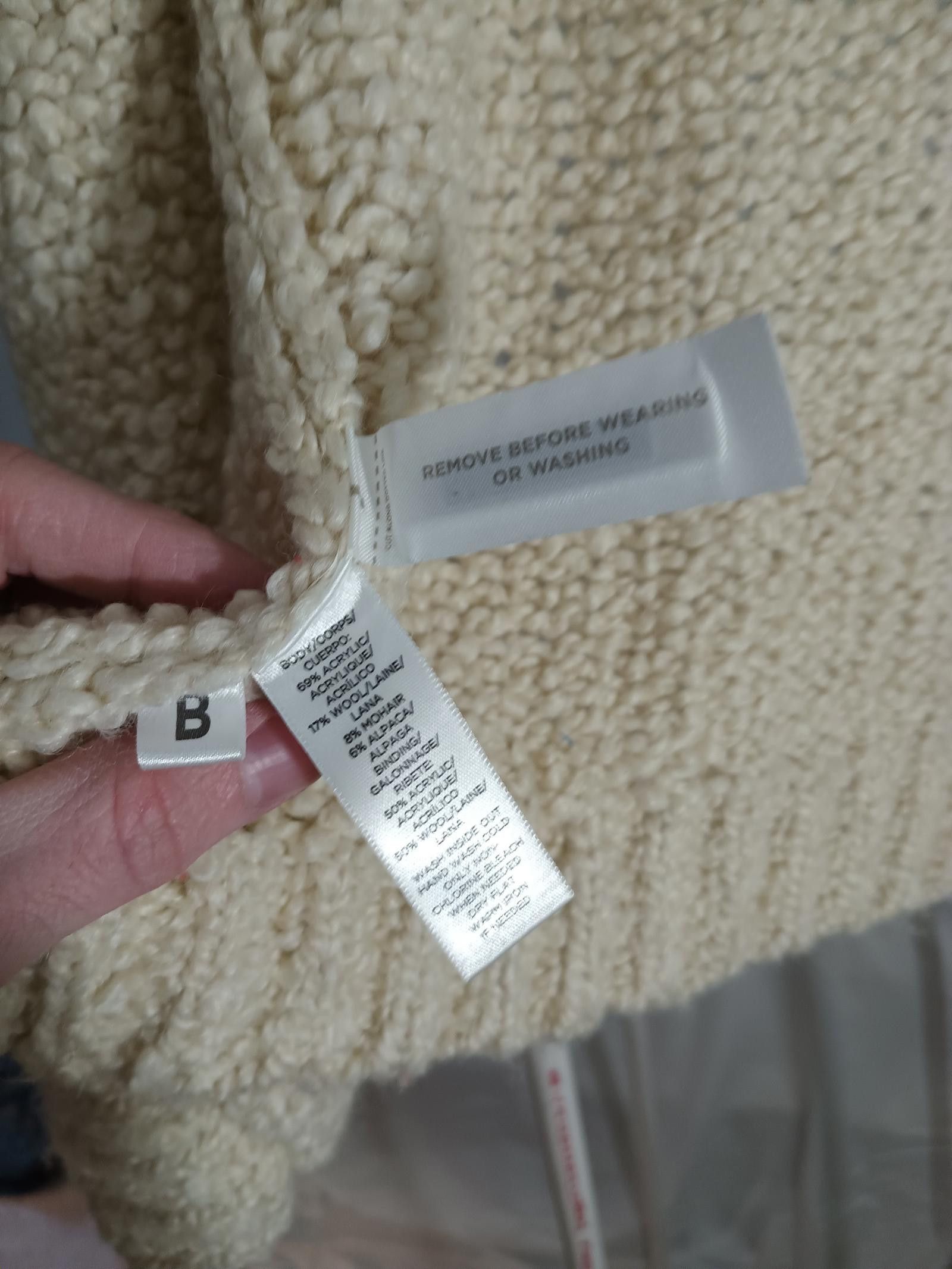 Designer LOFT Cream Chunky Knit Cardigan - Petite Size M / US 6-8 / IT 42-44 - 4 Thumbnail