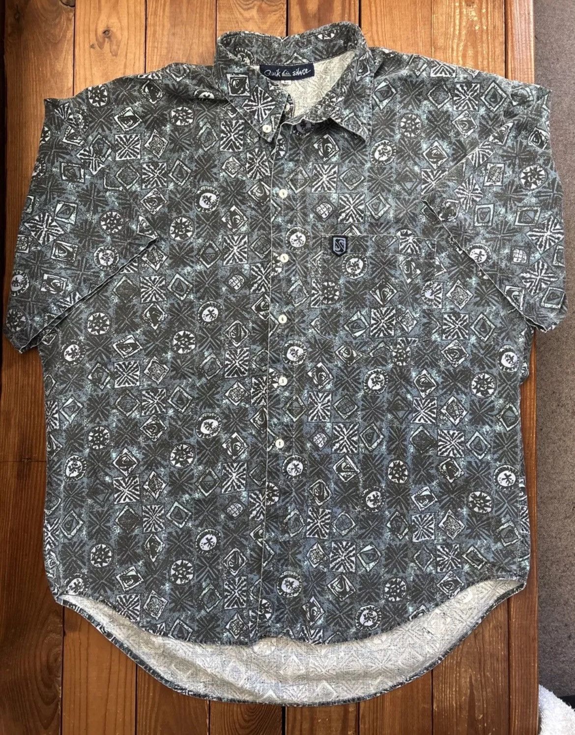 Quiksilver × Vintage Vintage 90s Quicksilver Surf Blue Button Shirt Size US L / EU 52-54 / 3 - 1 Thumbnail