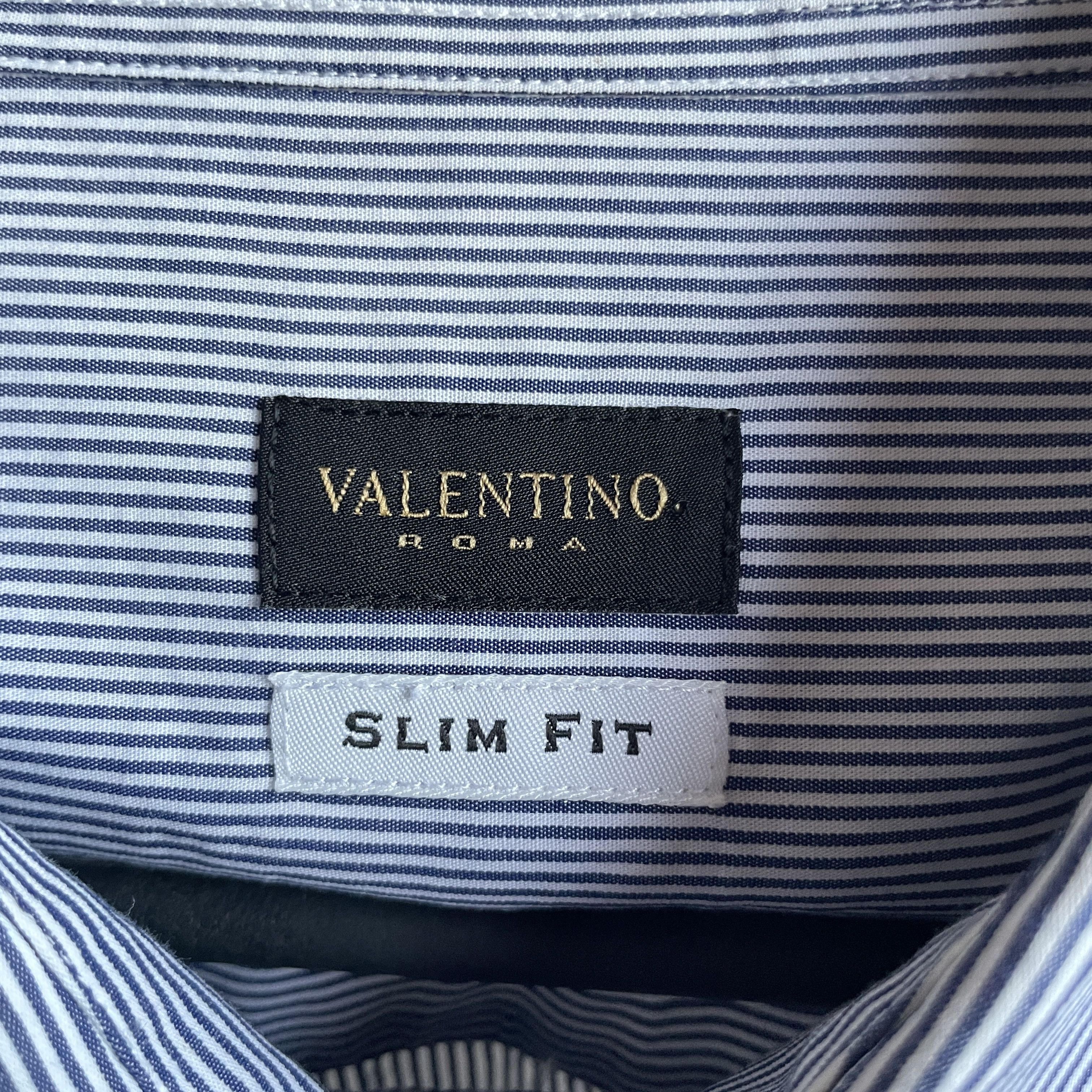Valentino Valentino Roma Slim Fit Striped Dress Shirt Size 45 Size 44R - 7 Thumbnail