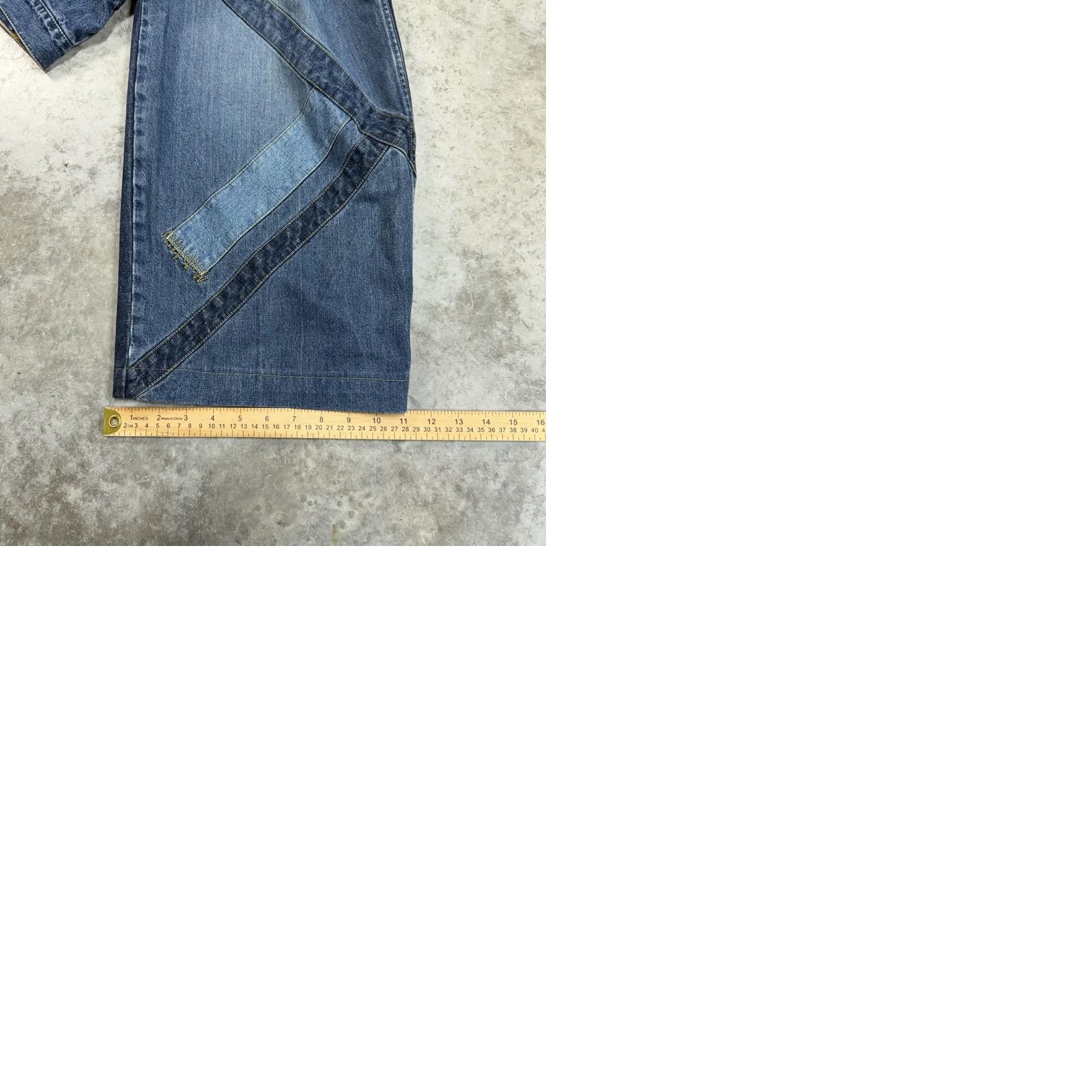 Karl Kani Karl Kani Jeans Mens 44x30 Blue Medium Wash Wide-Leg Patchwork Hip Hop Denim Shirt? Size US 44 / EU 60 - 9 Thumbnail