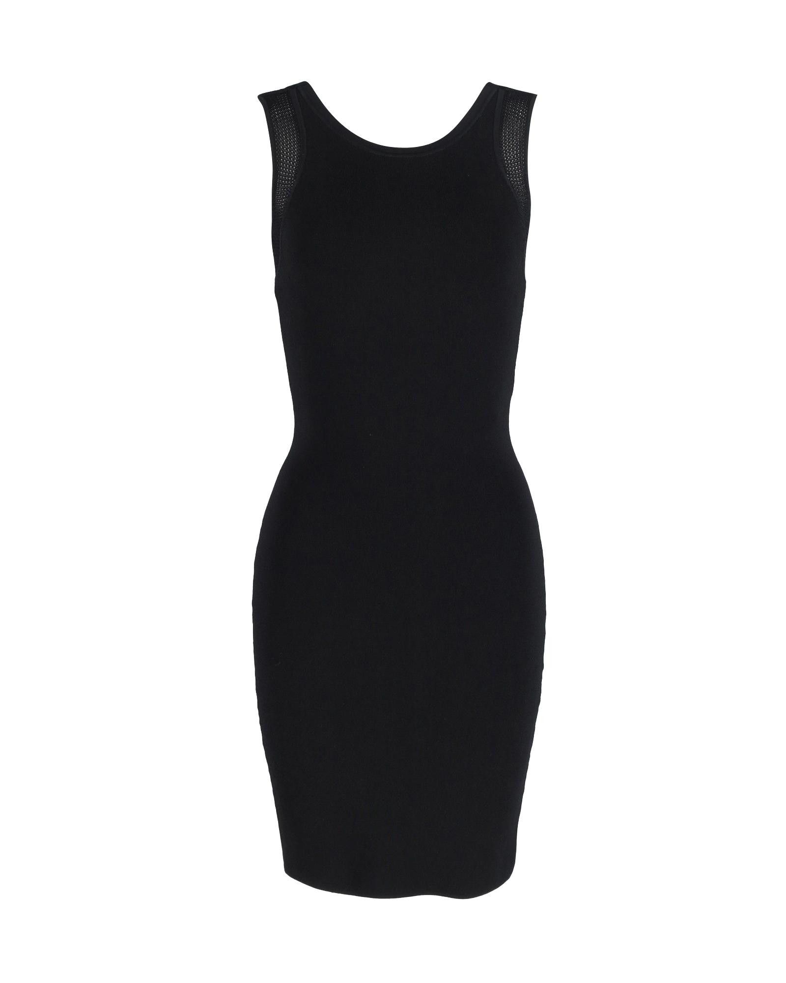 image of Diane Von Furstenberg Black Mesh Insert Knit Dress With V-Back And Crew Neckline, Women's (Size Sma