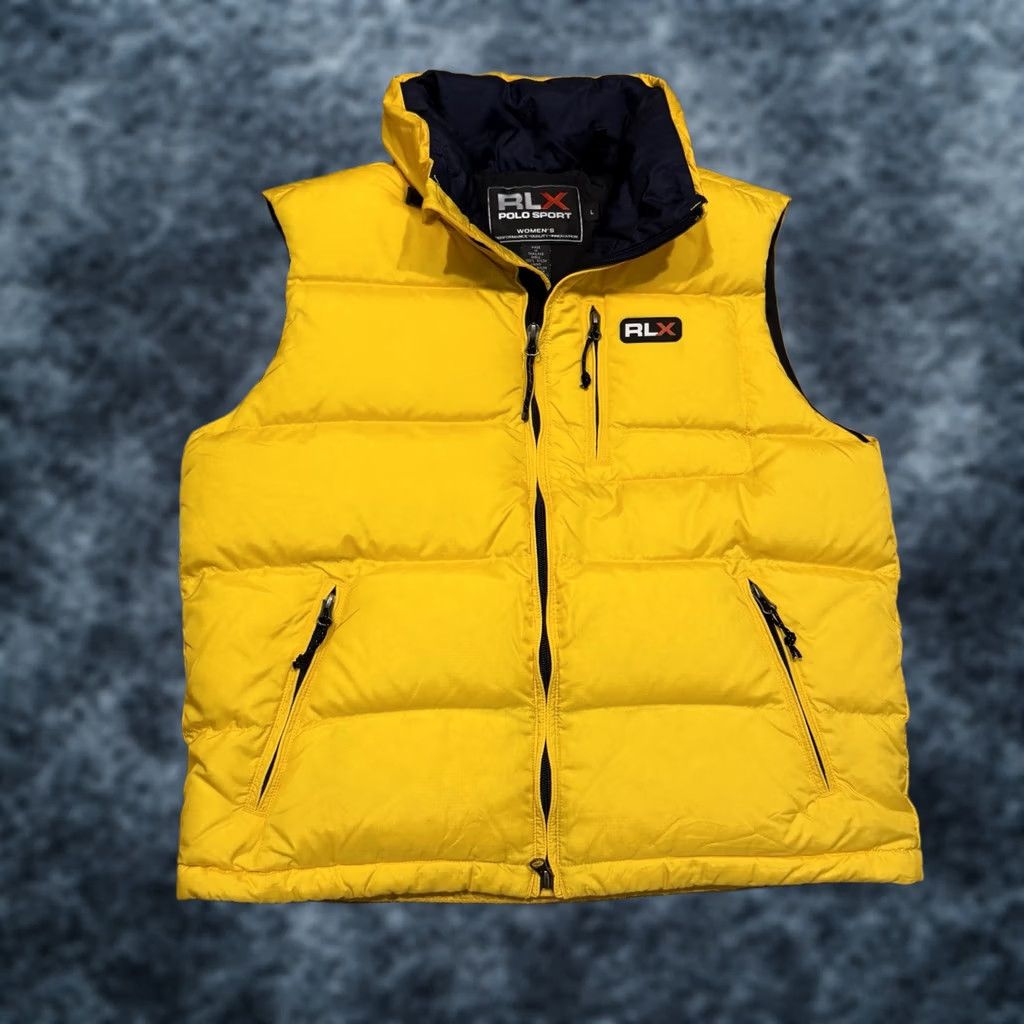 RLX Ralph Lauren VINTAGE RLX Polo Sport Down Puffer Vest Jacket Women’s Large Yellow Vest Puffer Zip Logo Size L / US 10 / IT 46 - 1 Thumbnail