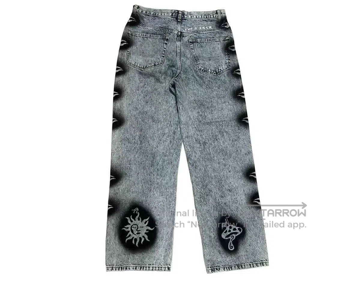Dries Van Noten Blue Denim Jeans w/ Flame & Symbol Prints Size 32. Size US 32 / EU 48 - 2 Thumbnail