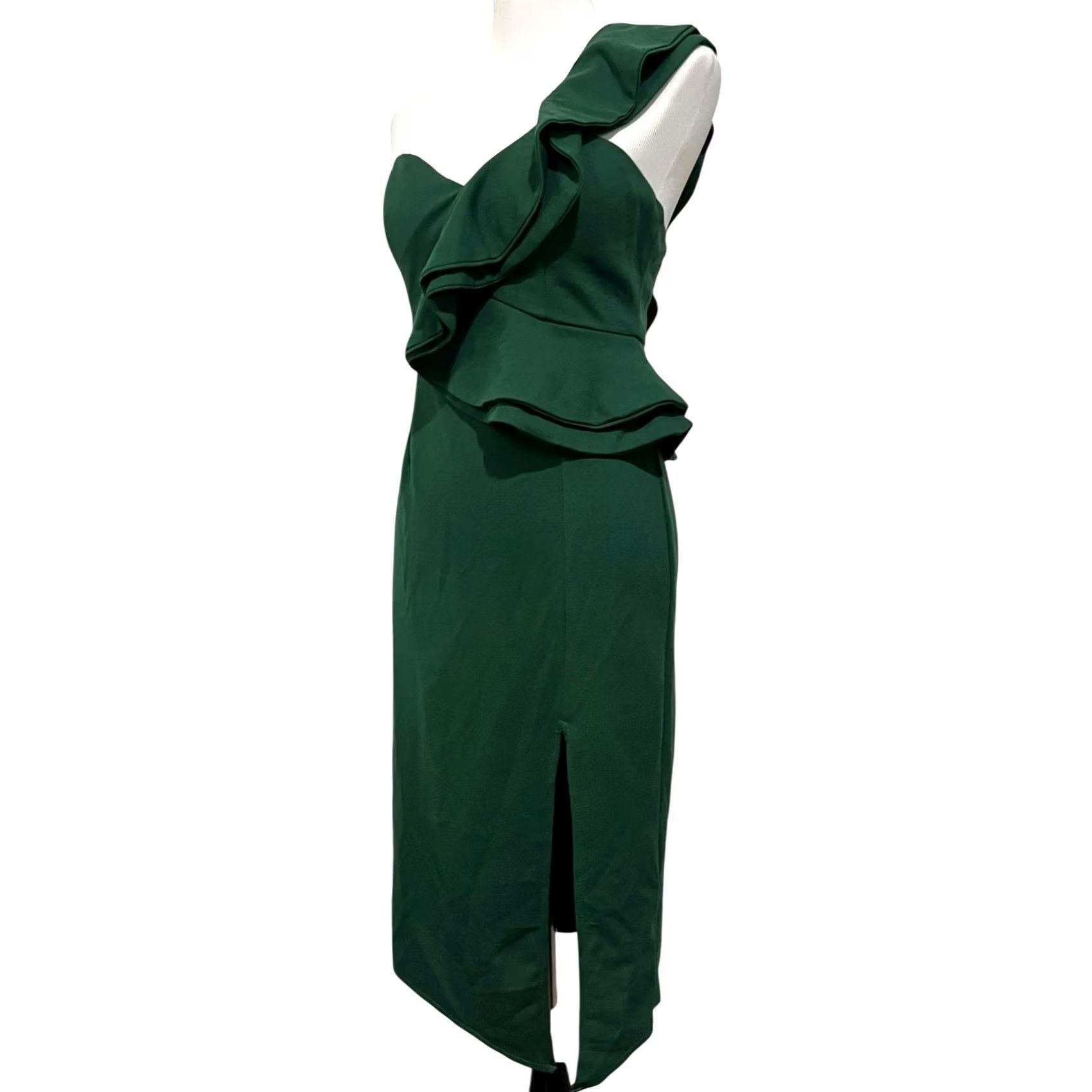 Vintage Hello Molly Caruso One-Shoulder Ruffle Midi Dress Green Size Womens Sz 8 Size M / US 6-8 / IT 42-44 - 5 Thumbnail