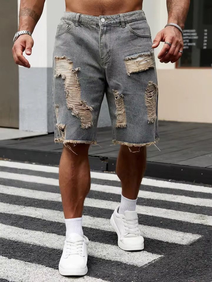 Japanese Brand Slim Fit Short Splicing Jeans Size US 35 - 3 Thumbnail