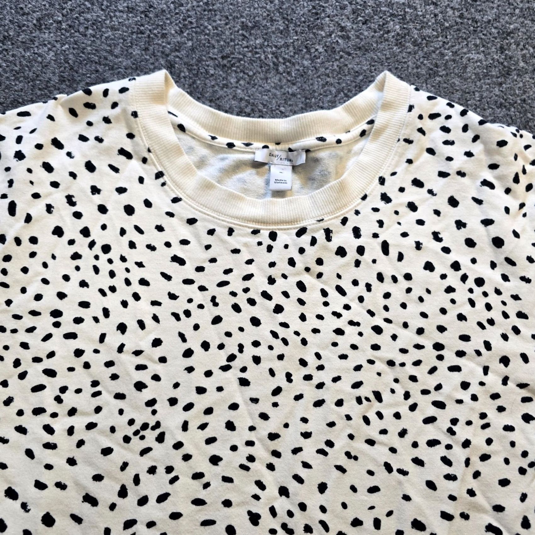 Vintage Daily Ritual Sweatshirt Women Size M White Polka Dot Dalmation Lounge Size M / US 6-8 / IT 42-44 - 2 Thumbnail