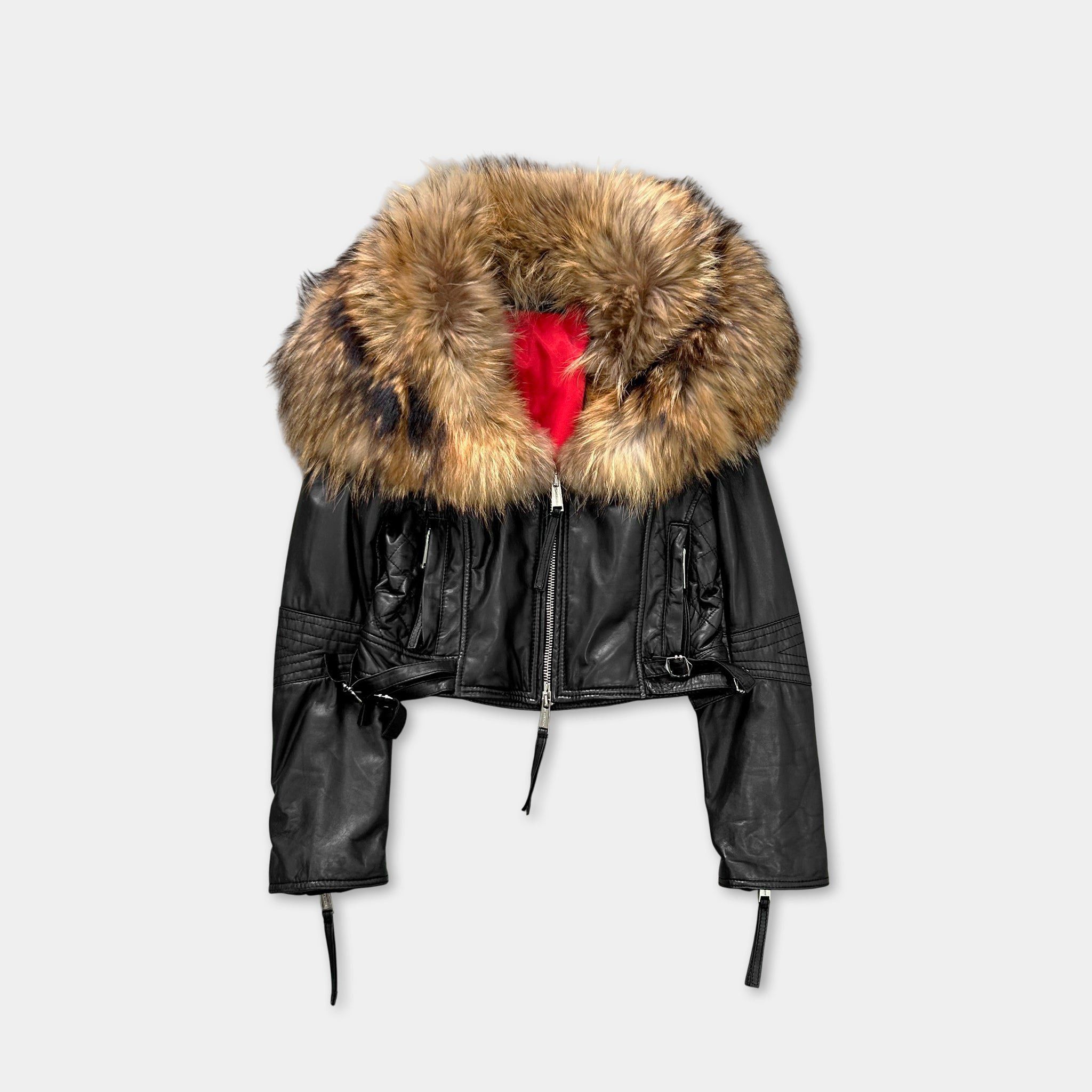 Dsquared2 Dsquared2 Cropped Leather Jacket with Fur Collar Size S / US 4 / IT 40 - 1 Thumbnail