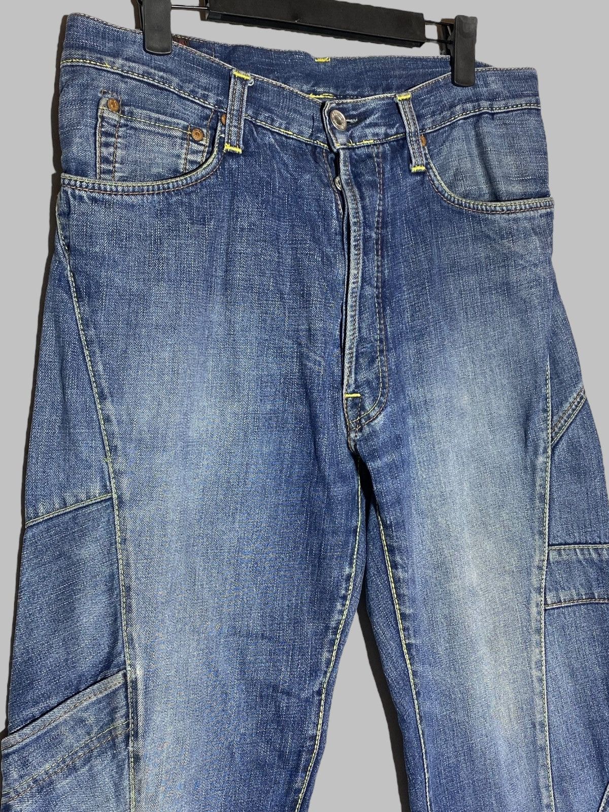 Evisu Vintage Evisu Patchwork Y2k Japanese Blue Washed Denim Jeans Size US 29 - 4 Thumbnail