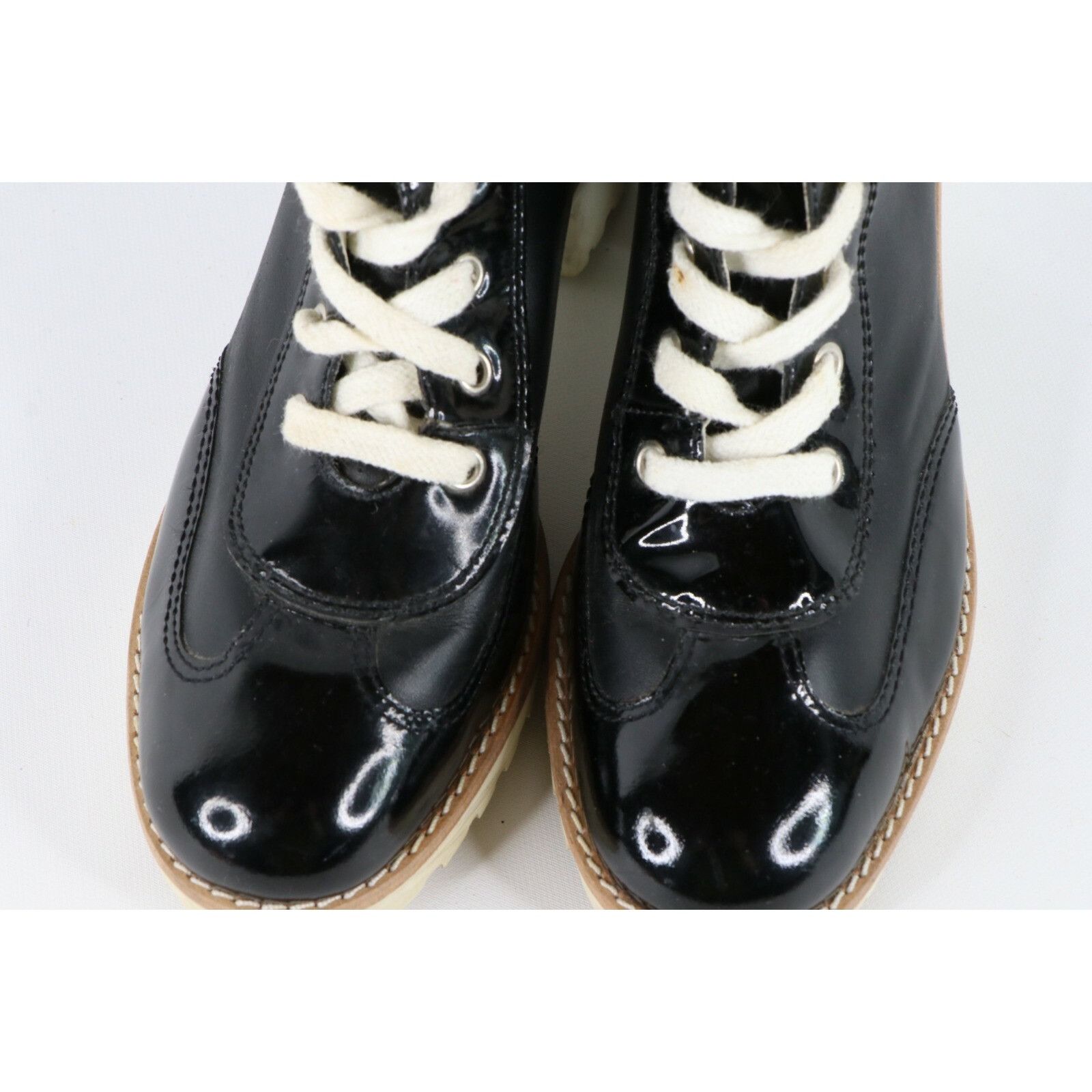 Vintage Vintage 90s Y2K Babydoll Patent Leather Heeled Combat Boots Size US 8 / IT 38 - 3 Thumbnail