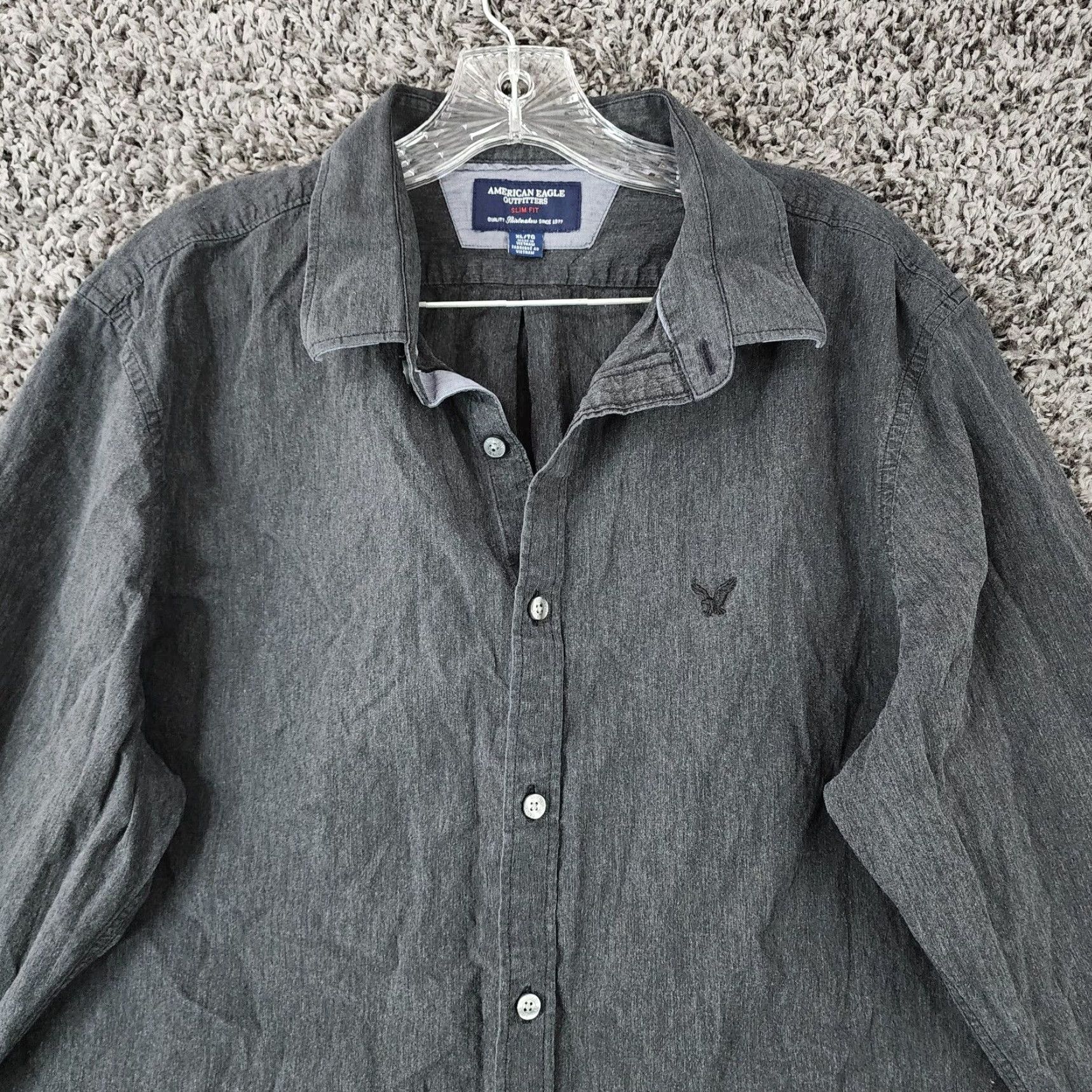 American Eagle Outfitters AMERICAN EAGLE Slim Fit Button-Up Shirt Long Sleeve Black Adult XL Mens Size US XL / EU 56 / 4 - 3 Thumbnail