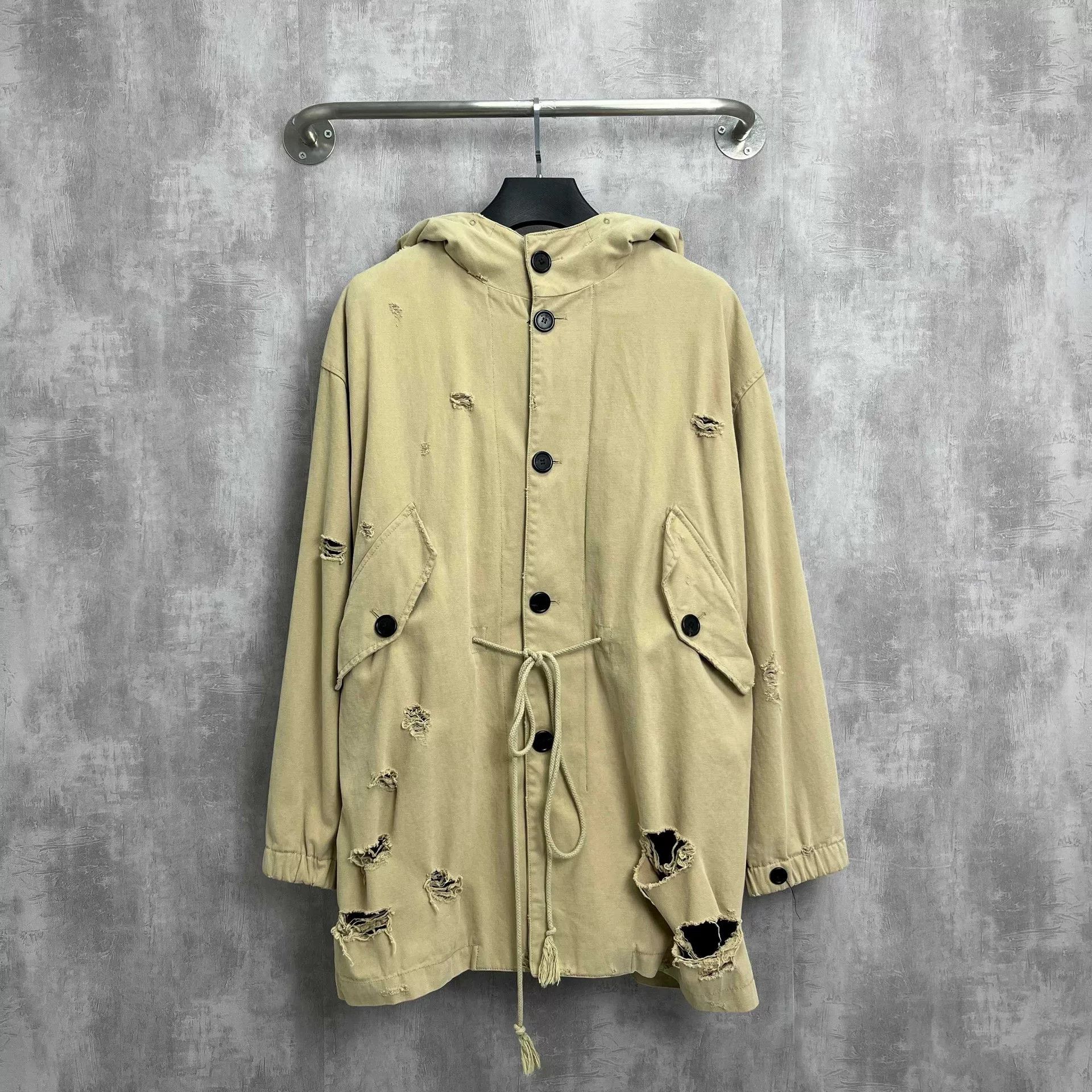 WE11DONE Welldone Khaki Distressed Parka Coat Size US XS / EU 42 / 0 - 1 Thumbnail