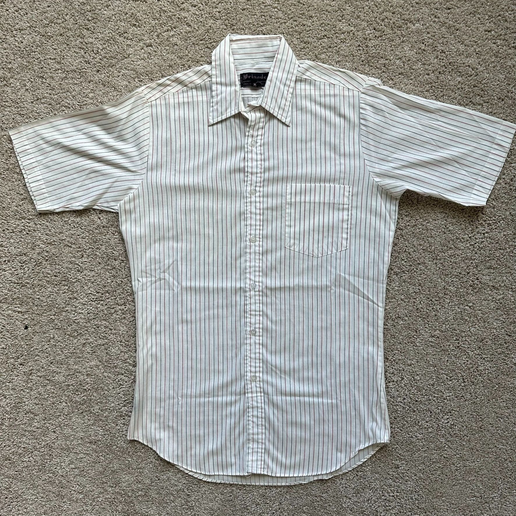 Brigade Vintage 80s Pinstripe Button Down Shirt Short Sleeve Grandpa Size US S / EU 44-46 / 1 - 1 Thumbnail