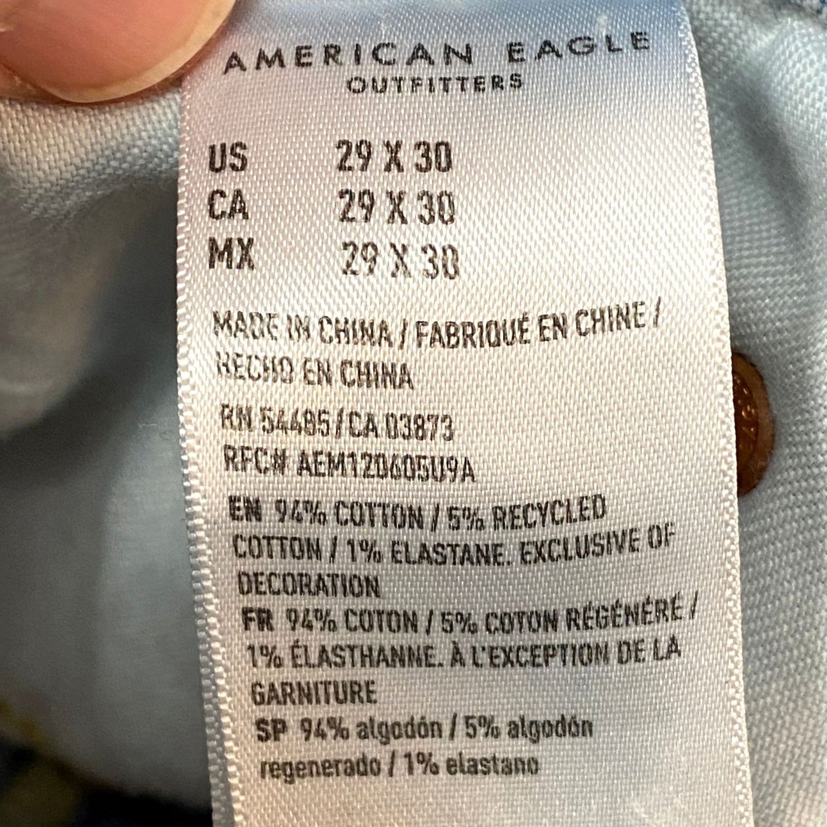 Vintage American Eagle Jeans Mens Slim Denim 29x30 Light Wash Distressed Pockets Comfort Distressed 29x30 Mens Jeans Slim Fit Denim Blue Size US 29 - 4 Thumbnail