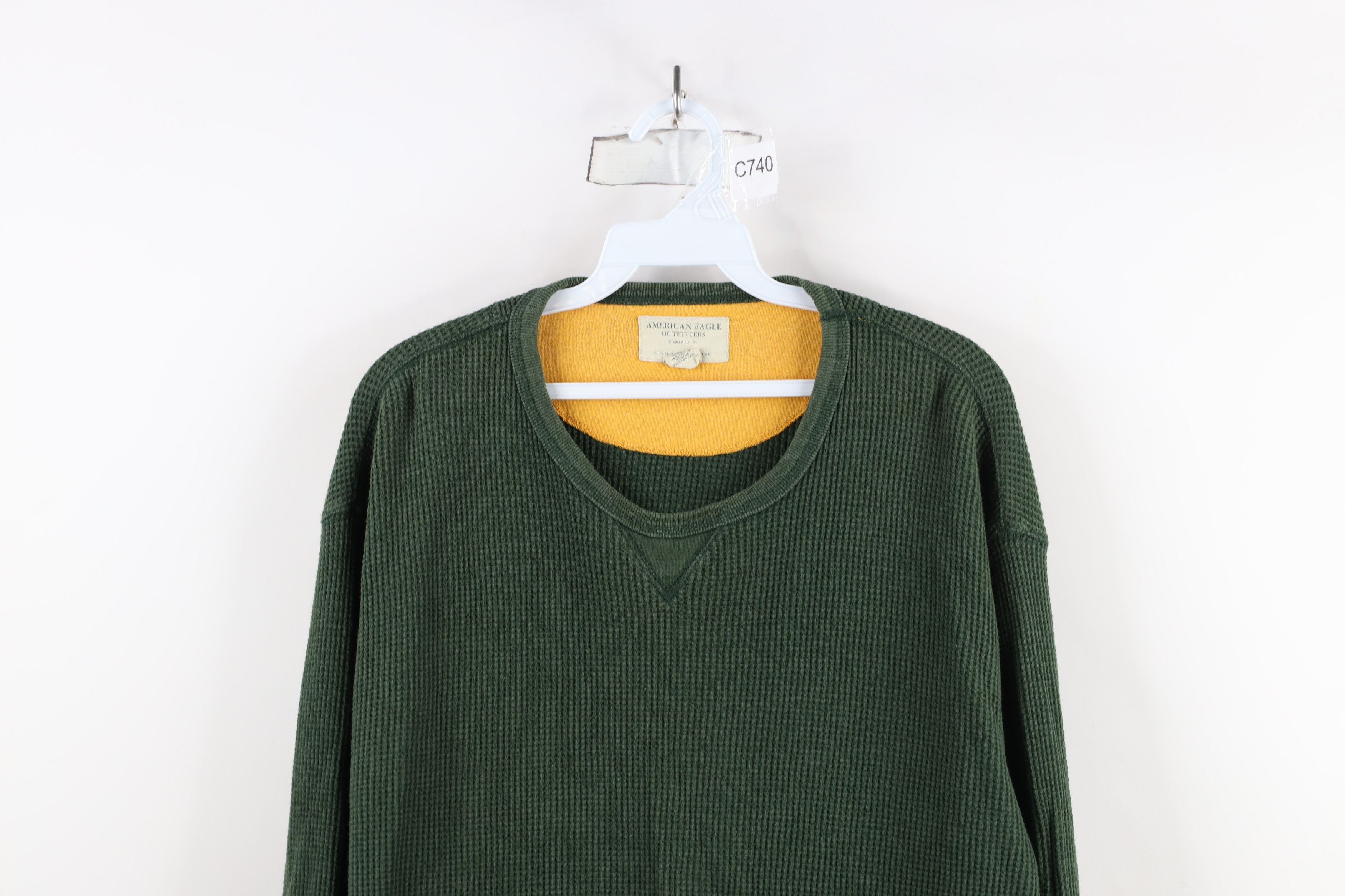 American Eagle Outfitters × Vintage Vintage 90s Y2K American Eagle Waffle Knit T-Shirt Green Size US XL / EU 56 / 4 - 2 Thumbnail