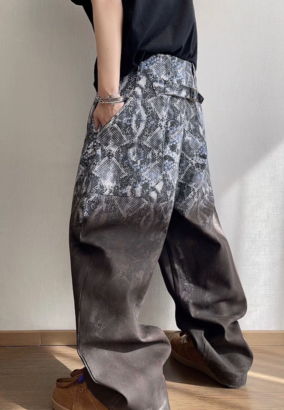 Japanese Brand × Vintage Avant garde punk snake print gradient effect baggy pants Size US 32 / EU 48 - 5 Thumbnail