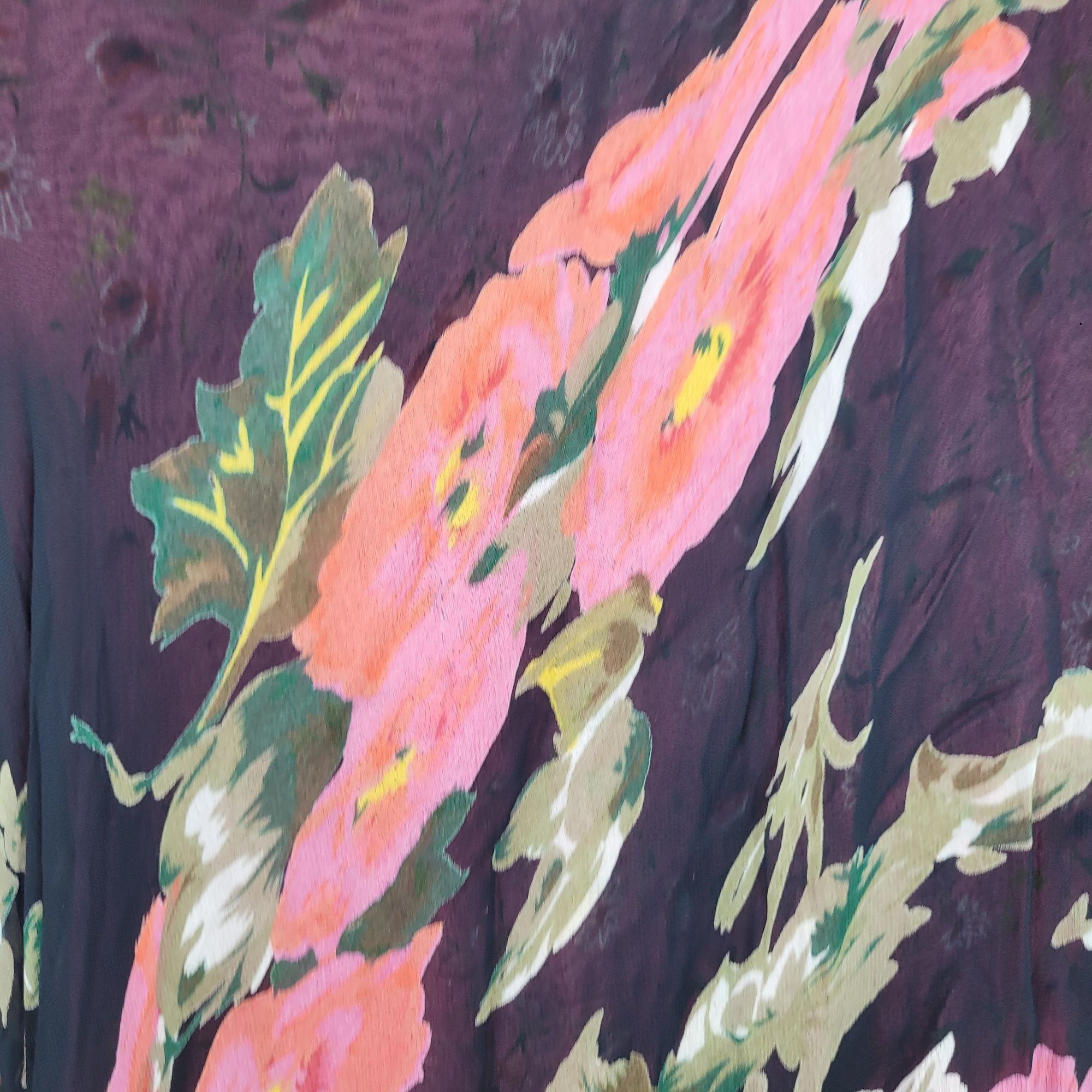 Vintage Vintage Reversible Floral Maxi Skirt M Black Pink Ditzy Size 35" - 4 Thumbnail