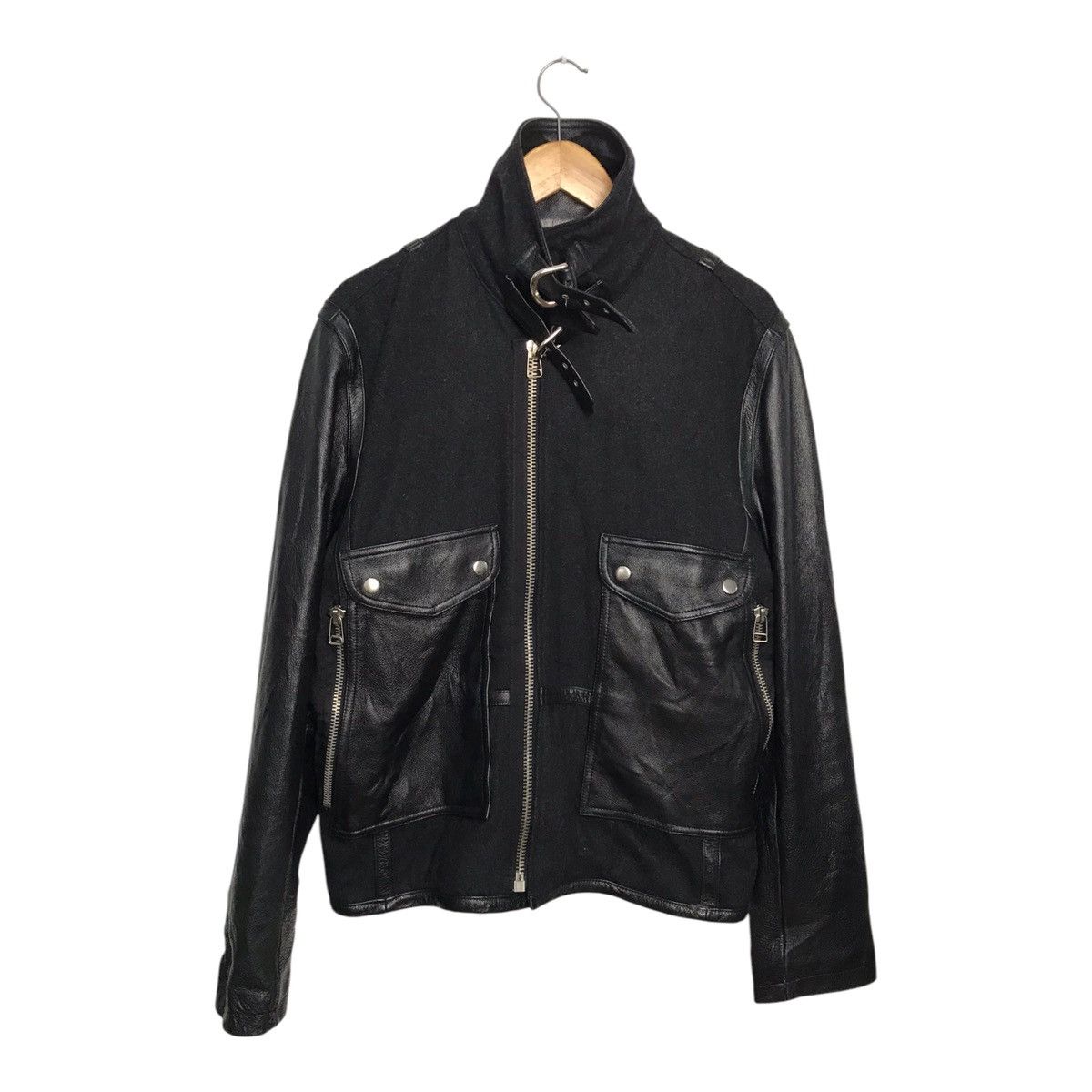 Japanese Brand × Vintage Stimulus wool Half Leather Black Jacket Size US M / EU 48-50 / 2 - 1 Thumbnail