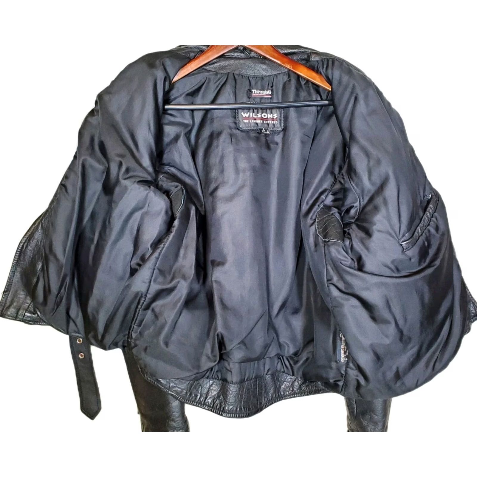 Vintage VINTAGE Wilsons Black Leather Motorcycle Biker Jacket Thinsulate L Mens L Size US L / EU 52-54 / 3 - 4 Thumbnail