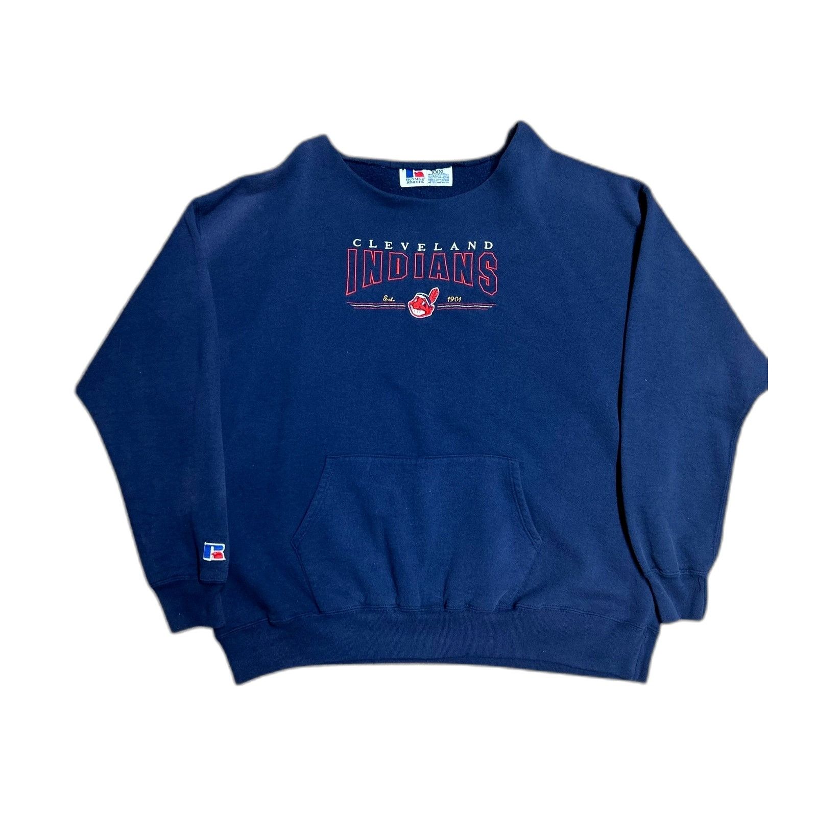 Vintage MLB Cleveland Indians Vintage Russel Sweatshirt 3XL Blue Size US XXL / EU 58 / 5 - 1 Thumbnail