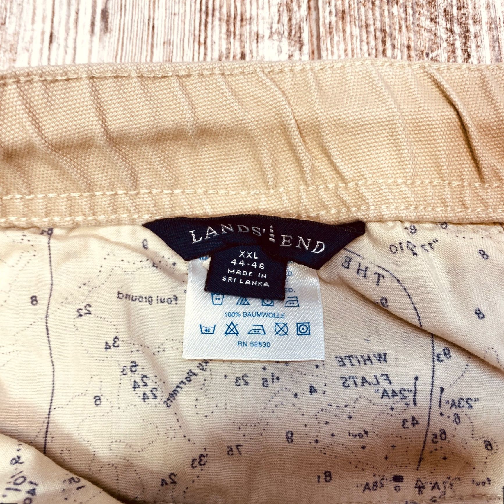 Lands' End Lands End Deck Pants Mens 2XL Beige Canvas Drawstring Elastic Waist Casual 7556 Size US 39 - 7 Thumbnail