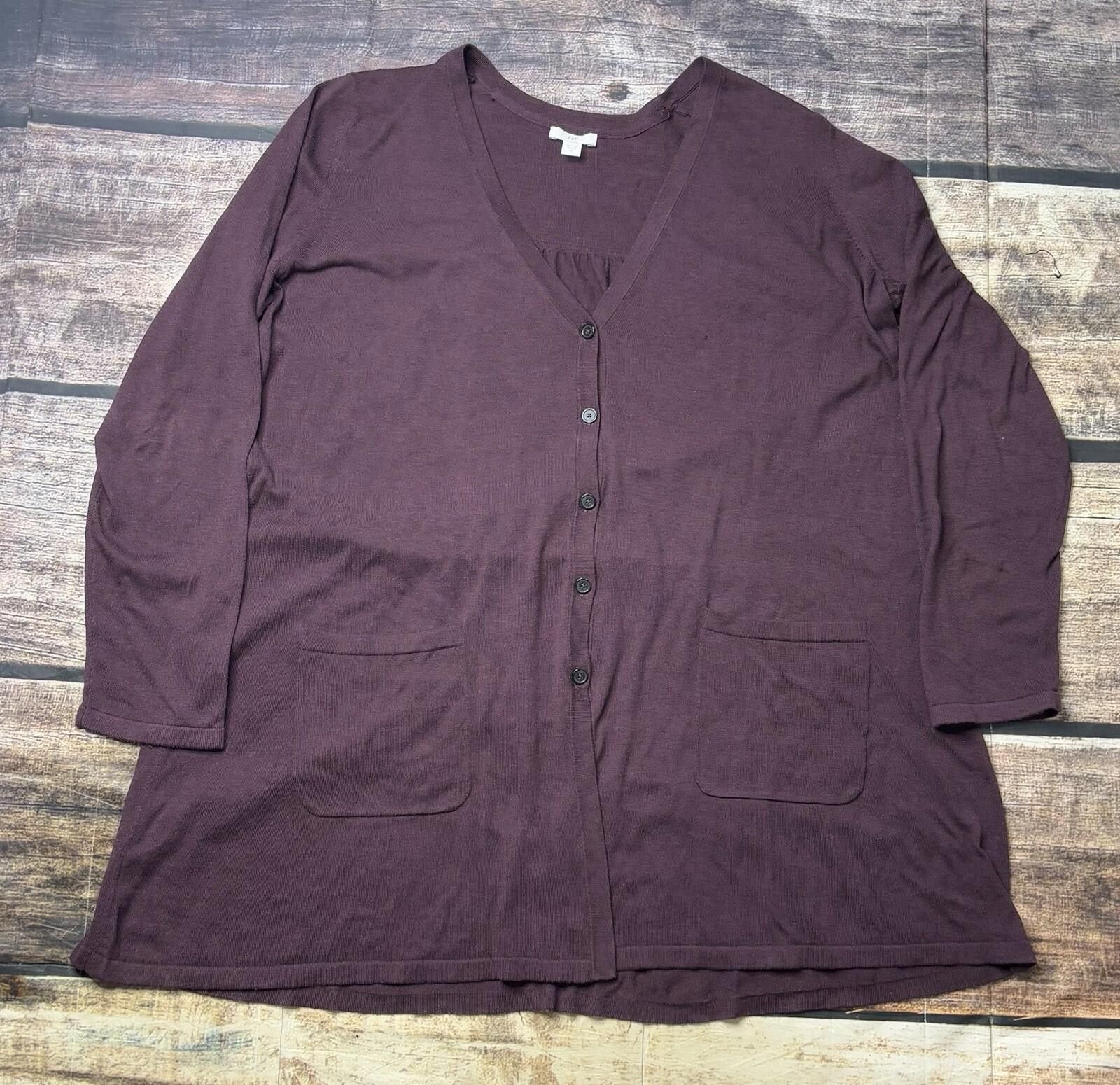 Other J Jill Cardigan Sweater Women's Large Burgundy Tunic Size L / US 10 / IT 46 - 1 Thumbnail