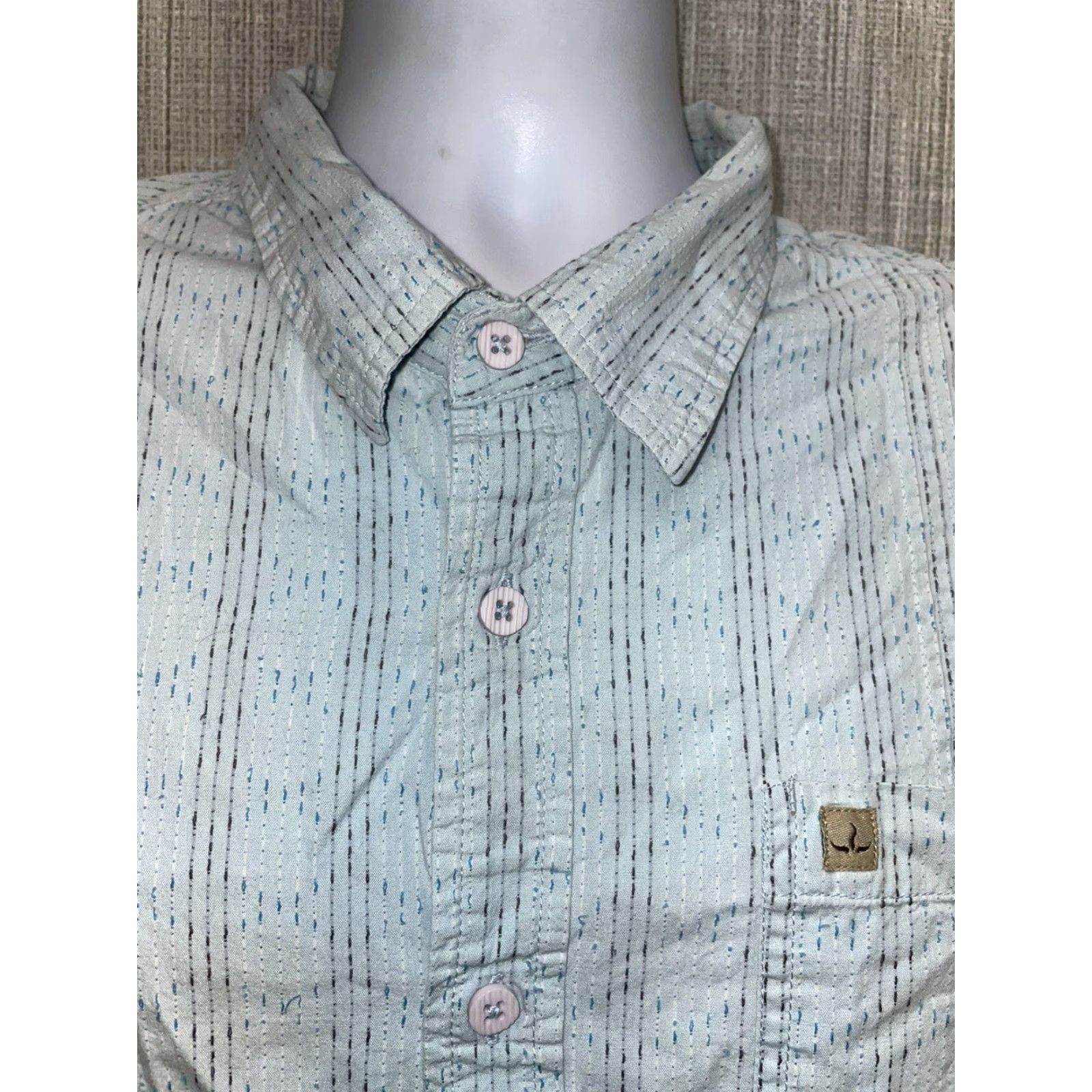 Prana PrAna Button-Down Shirt Mens XL Light Blue Short Sleeve Size US XL / EU 56 / 4 - 2 Thumbnail