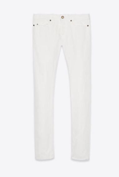 image of Saint Laurent Paris Oc11Z0124 Slim-Fit Jeans In White Stonewashed Denim, Men's (Size 32)