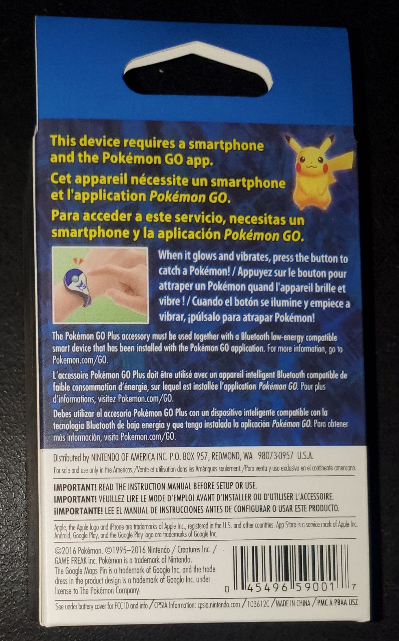 Nintendo Pokemon GO Plus Bracelet Blue Mystic Auto Catch Bluetooth Size ONE SIZE - 3 Thumbnail