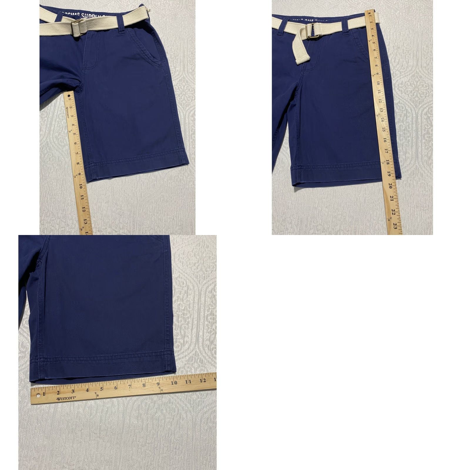 Mossimo Mossimo Supply Co. Mens Blue Shorts Chino Casual Belted 30 in Cotton Classic Flat Front Pockets Summer Navy Size US 30 / EU 46 - 8 Thumbnail