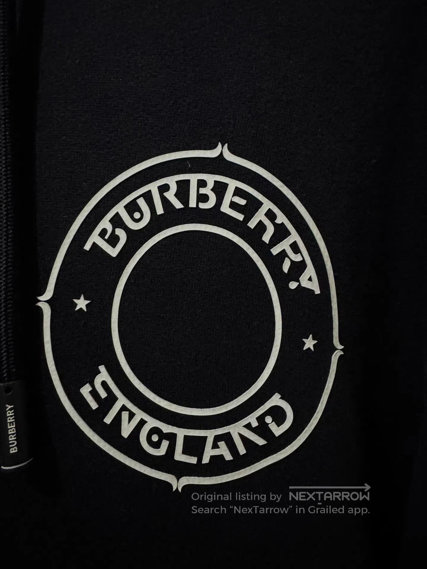Burberry Black Hoodie with Circular Logo and Striped Hem. Size US M / EU 48-50 / 2 - 5 Thumbnail