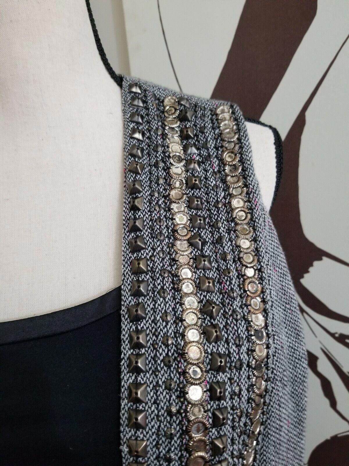 Chicos Chicos Vest Size 2 Wool Blend Embellished Open Front Career Size L / US 10 / IT 46 - 3 Thumbnail