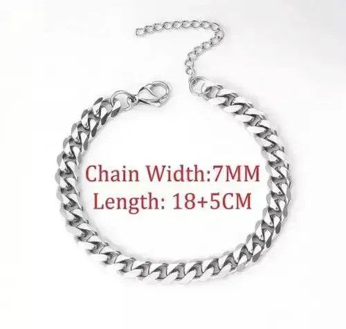 Jewelry Cuban Link Bracelet Chain Gothic Chrome Casual Punk Grunge Size ONE SIZE - 3 Thumbnail