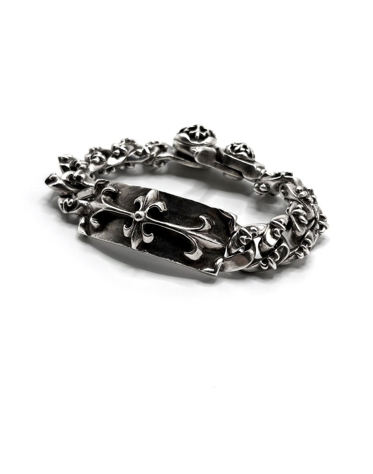 A&G Rock .925 Floral ID FDL Fancy Cuban Lobster Bracelet