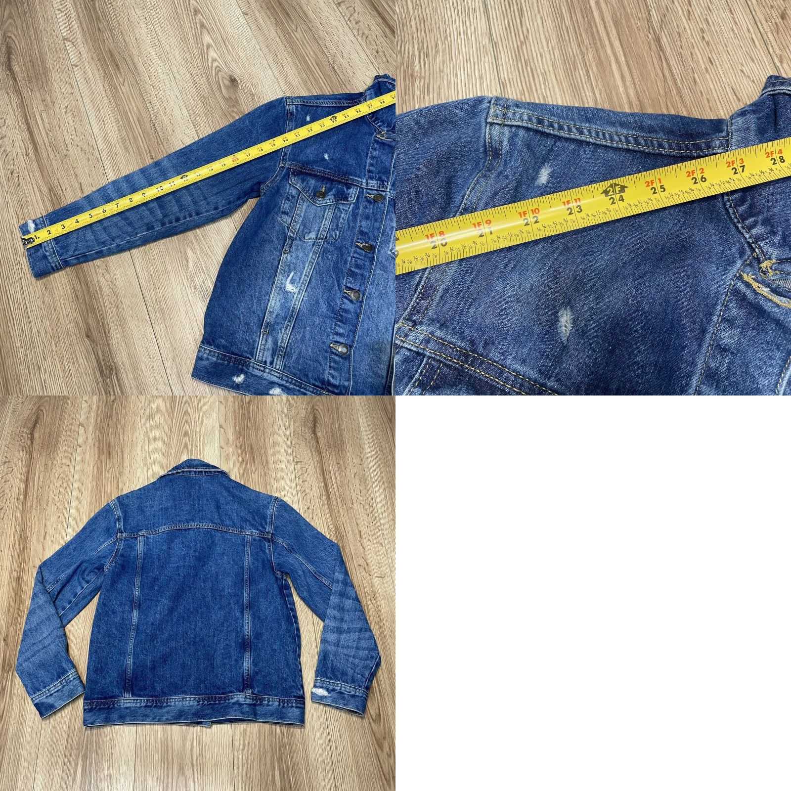 Denime VINTAGE True Craft Women's Denim Jacket XS Blue Distressed Cotton Basic Outerwear Size XS / US 0-2 / IT 36-38 - 8 Thumbnail