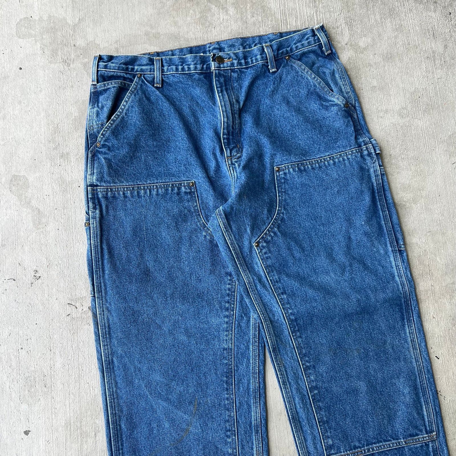 Carhartt × Vintage Carhartt blue denim jeans double knee work carpenter pants Size US 36 / EU 52 - 2 Thumbnail