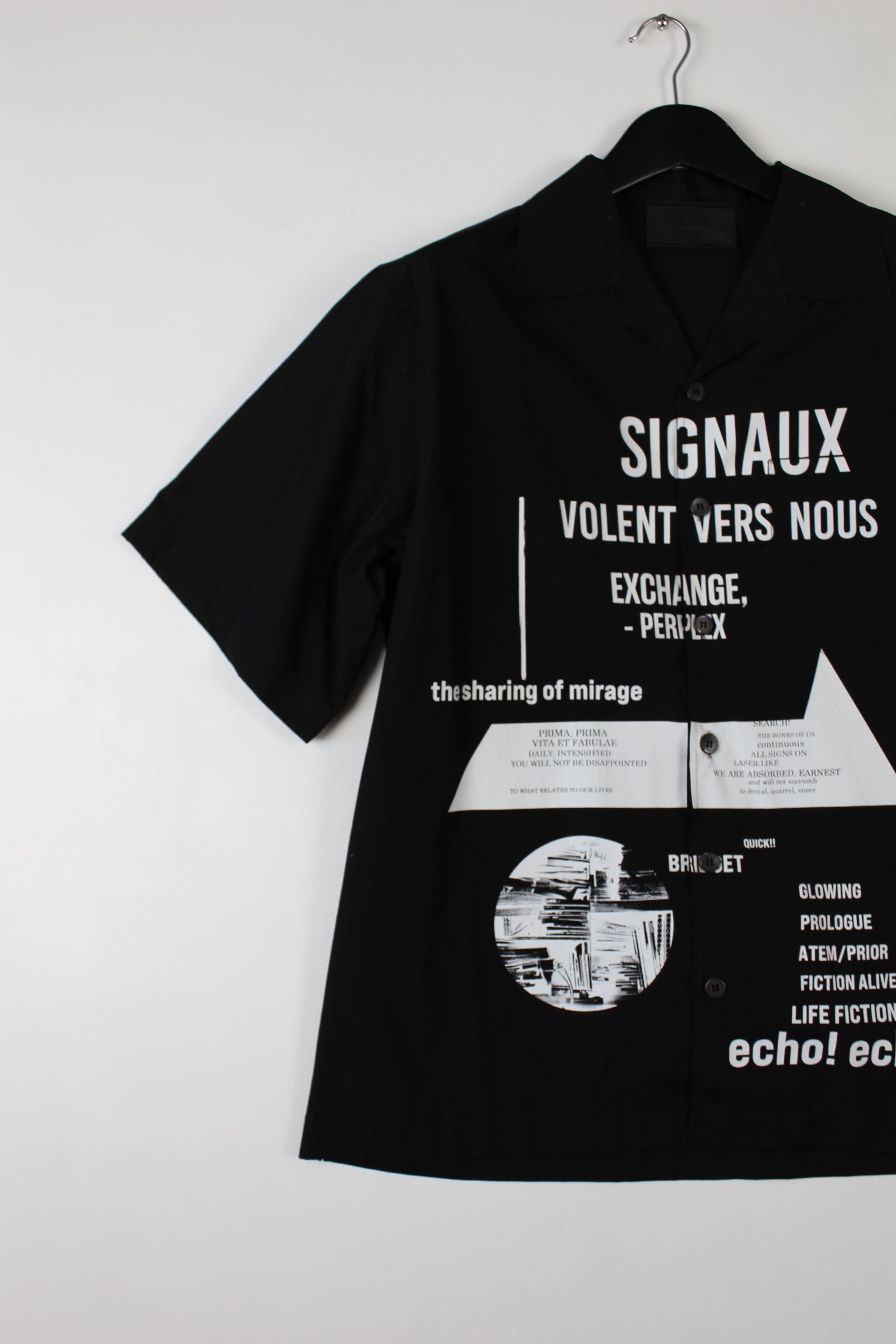 Prada Prada Signaux Black Graphic Print Bowling Shirt Size US L / EU 52-54 / 3 - 3 Thumbnail