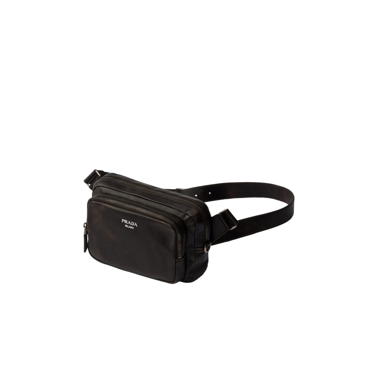Prada PRADA $3500 Dark Brown Distressed Leather Shoulder Bag New & Size ONE SIZE - 3 Thumbnail