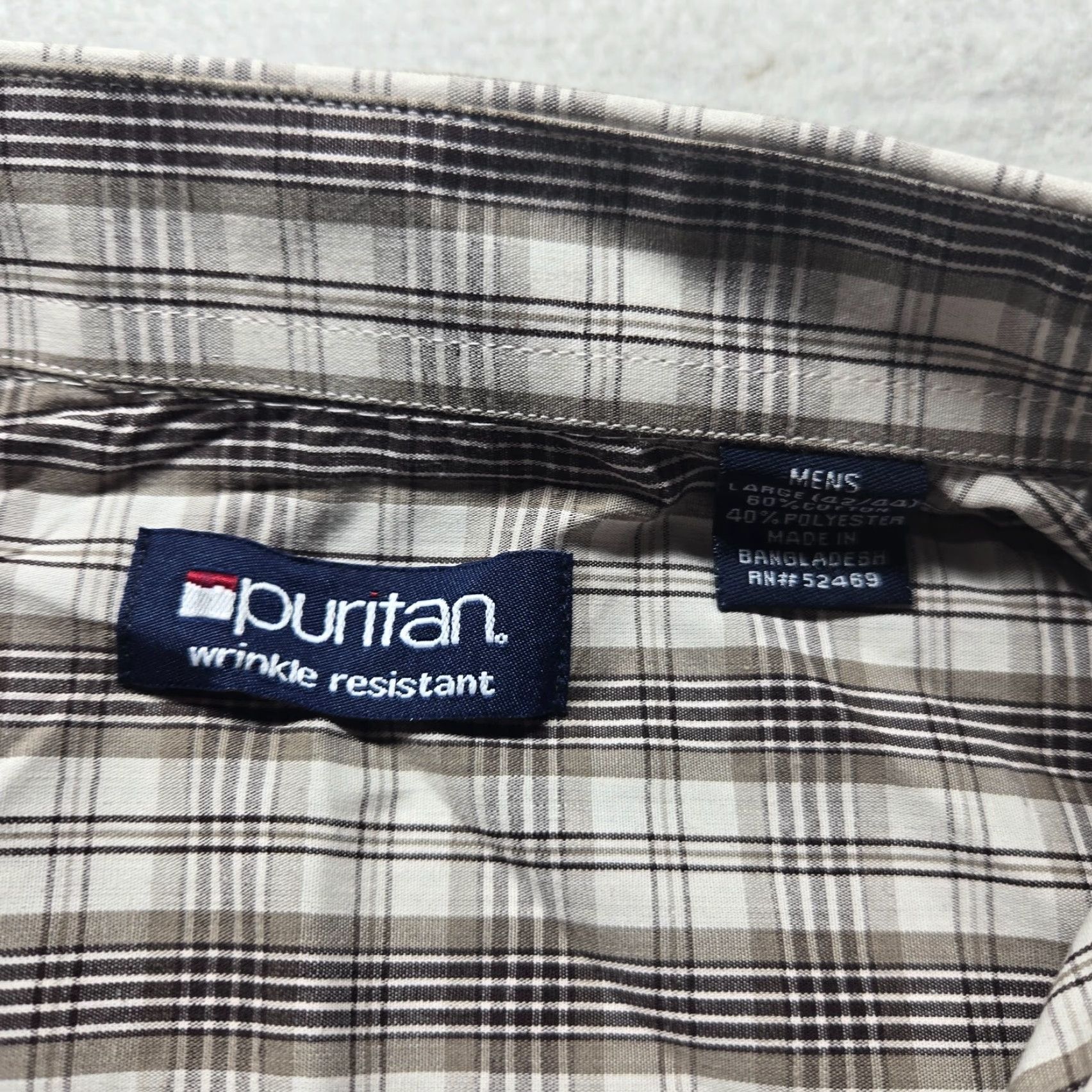 Vintage Puritan Shirt Plaid Button-Up Short Sleeve Adult Men L Brown 42/44 Button-Up Shirt Plaid Mens L Brown 42/44 Size US L / EU 52-54 / 3 - 3 Thumbnail