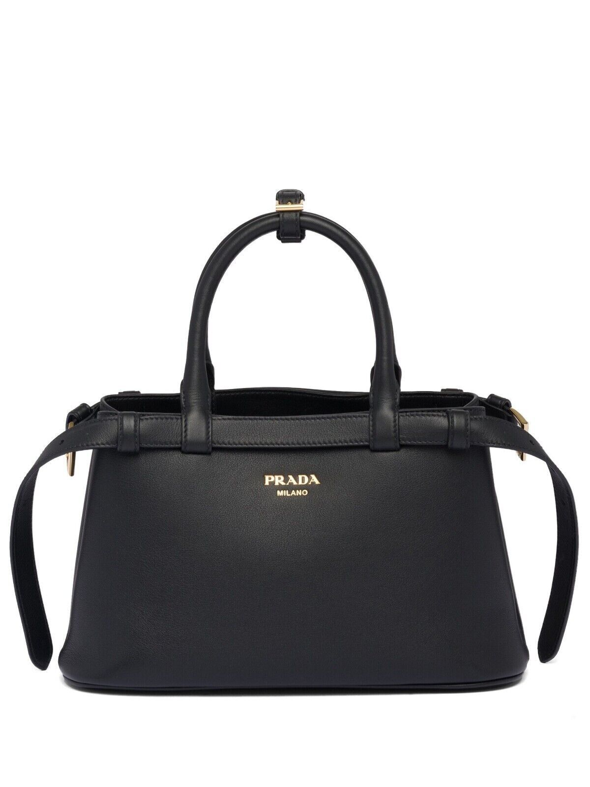 Prada PRADA Buckle Small Black Leather Double Belted Handbag New Size ONE SIZE - 6 Thumbnail