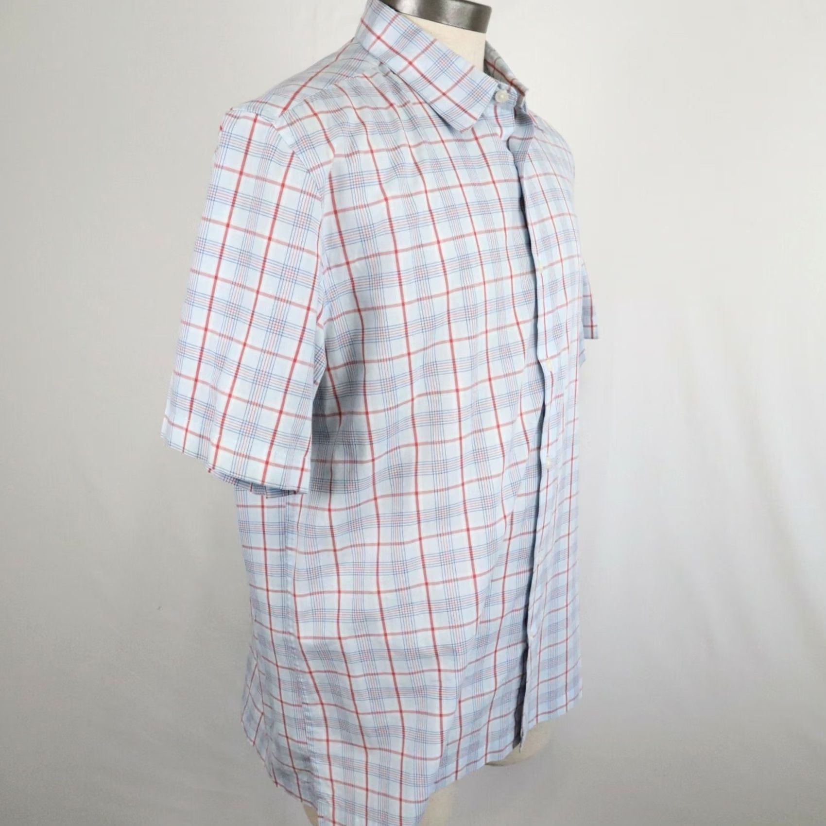 Vintage John Ashford Shirt Mens Large Blue Plaid Business Casual Button Up Short Sleeve Size US L / EU 52-54 / 3 - 3 Thumbnail