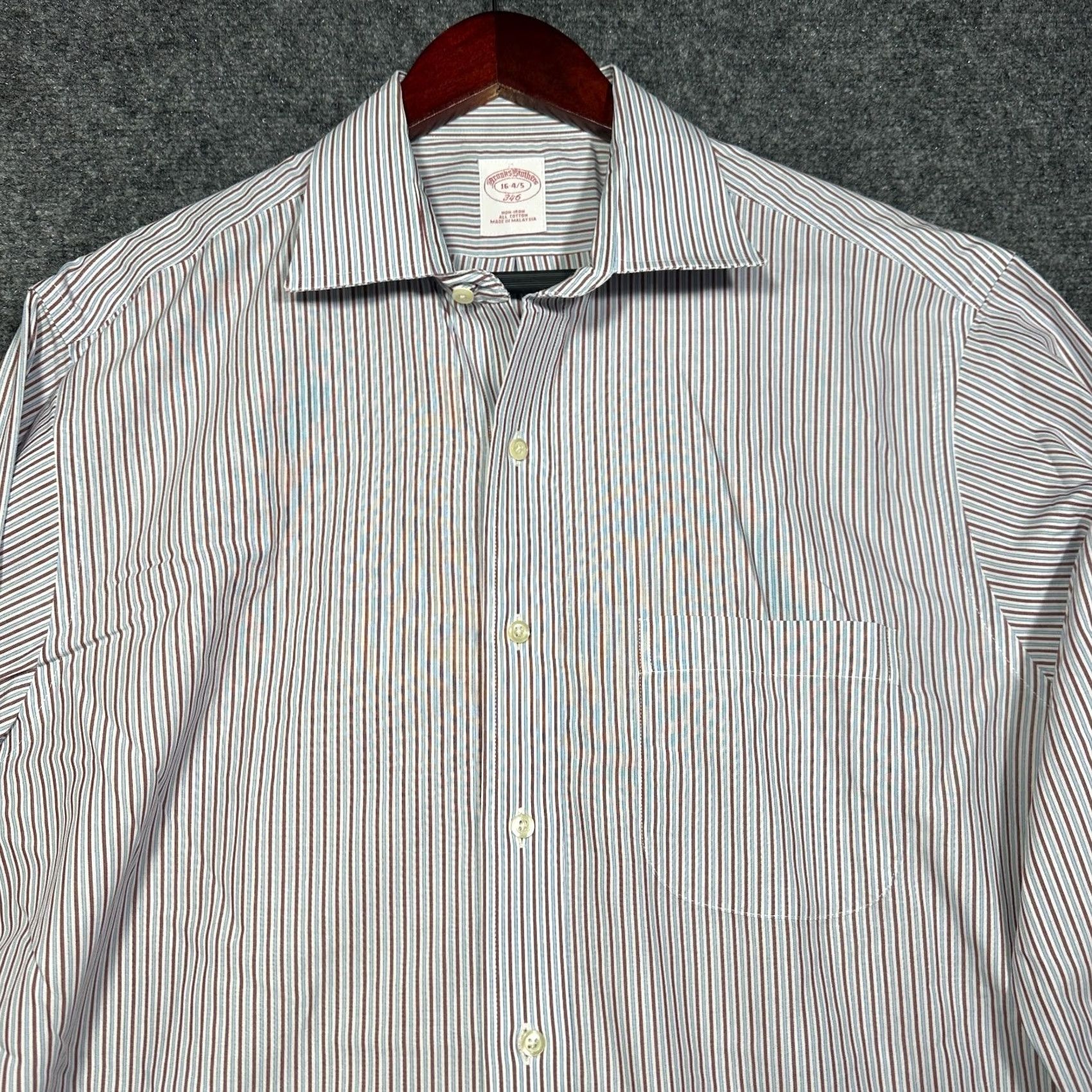 Brooks Brothers Brooks Brothers Shirt Mens 16 Non Iron Cotton Striped Blue Red Button Up Size US L / EU 52-54 / 3 - 4 Thumbnail