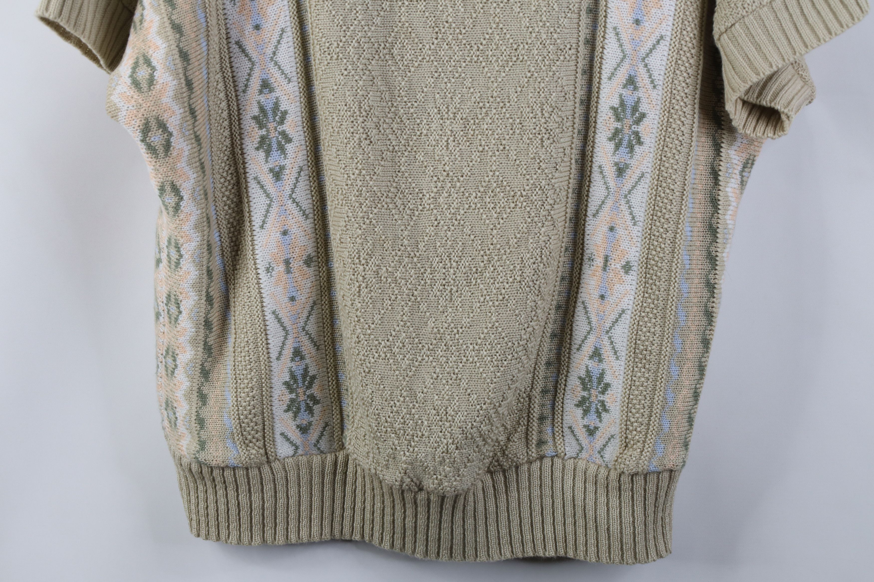 Vintage Vintage 90s Streetwear Fair Isle Knit Short Sleeve Sweater Size L / US 10 / IT 46 - 3 Thumbnail