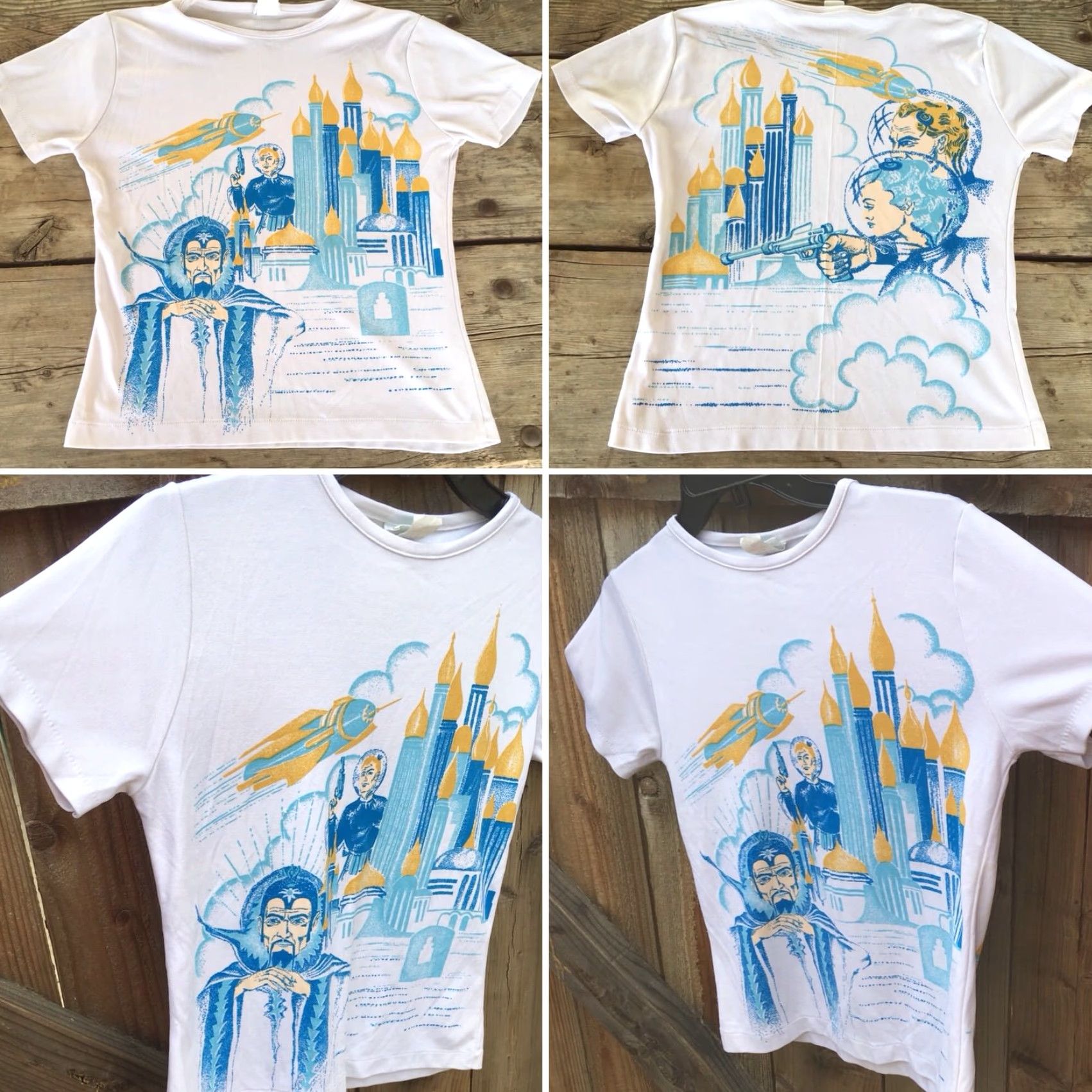 Sears VINTAGE Sears Flash Gordon T-Shirt Womens Graphic Tee 1970s White M Short Sleeve Front Back Print Nylon 18" Chest Size M / US 6-8 / IT 42-44 - 7 Thumbnail