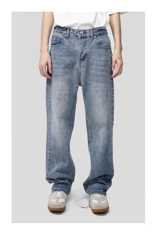 Other Loose elastic waist straight leg simple washed jeans Size US 32 / EU 48 - 1 Thumbnail